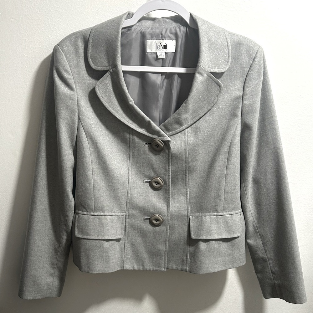 Le Suit Silver Sparkly Blazer